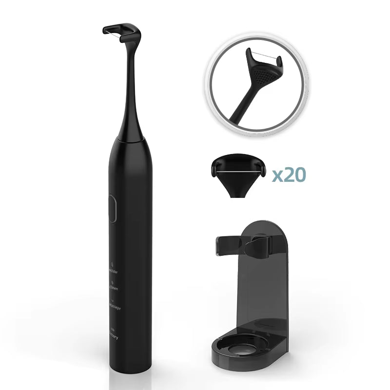 Portable USB Rechargeable Electric Dental Floss Pick Replaceable Floss Heads Tongue Scraper ABS Material Teeth Whitening Teeth