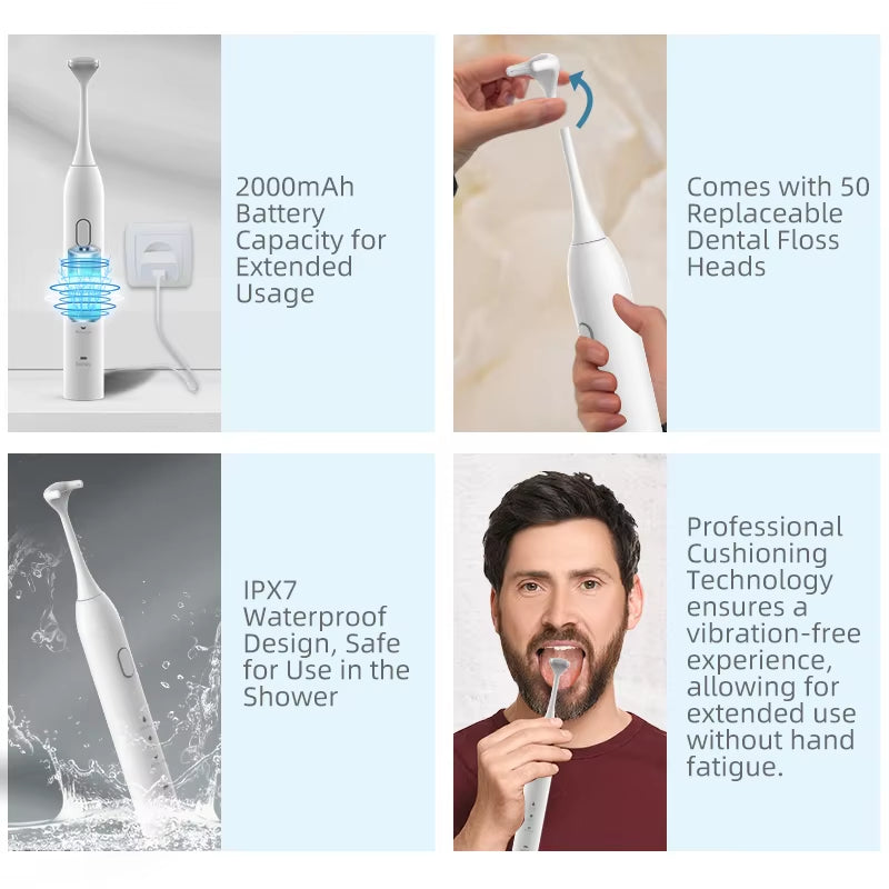 Oem Customized Best Oral Cleaning Combo Waterproof Detachable Cordless Portable Electric Dental Floss Heads for Teeth Cleaner