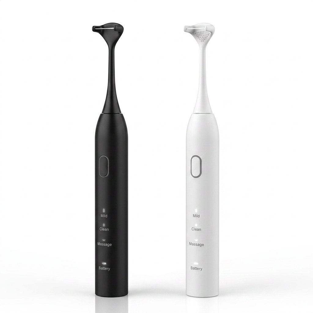 Orelle Electric Flosser in Black and White colorways, side by side
