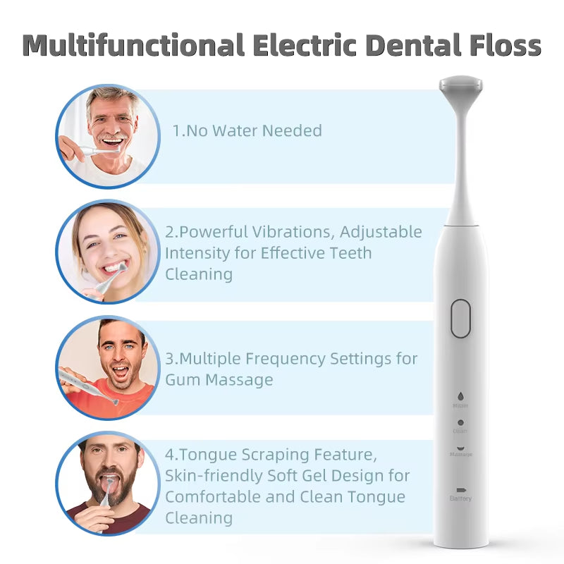 Electric Dental Floss FH01 50 Heads with Tongue Scraper for Oral Care Home Beauty Salon Use