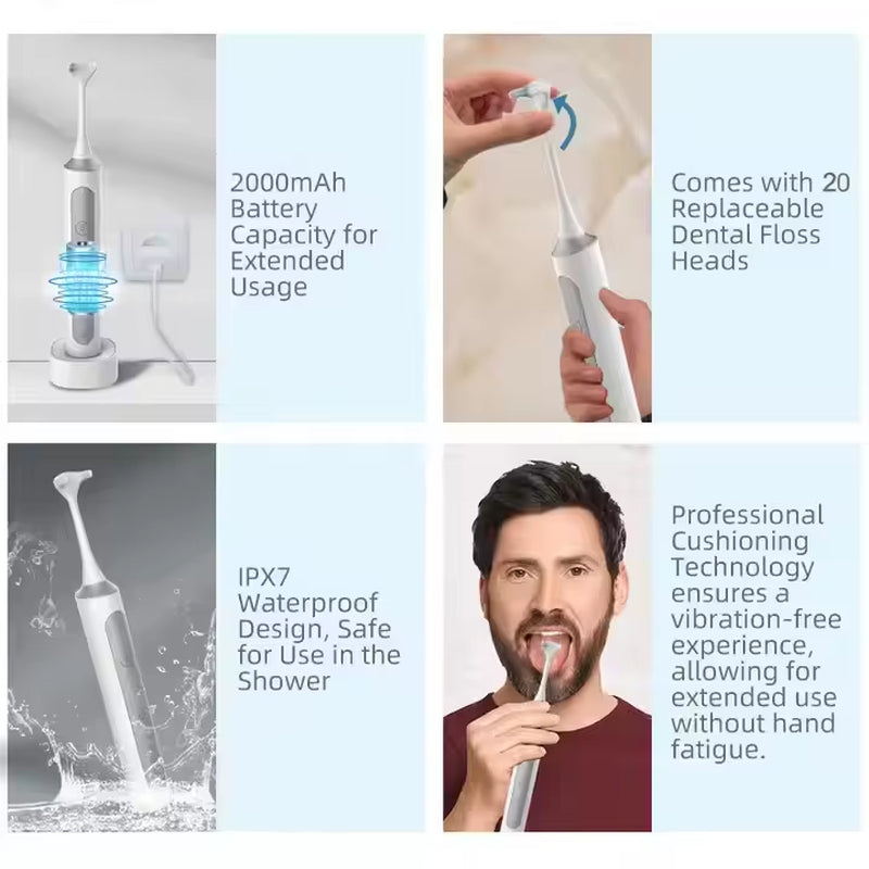 Goldrose Z5-50 Vibrating Electric Dental Flosser Multi-Functional Medical Oral Care Tool Home Travel Painless Easy Flossing